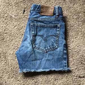 High waisted jean shorts with distressing